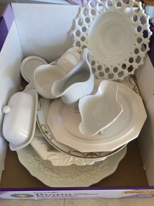 White Tableware Lot including Milk Glass Reticulated Bowl [Photo 1]