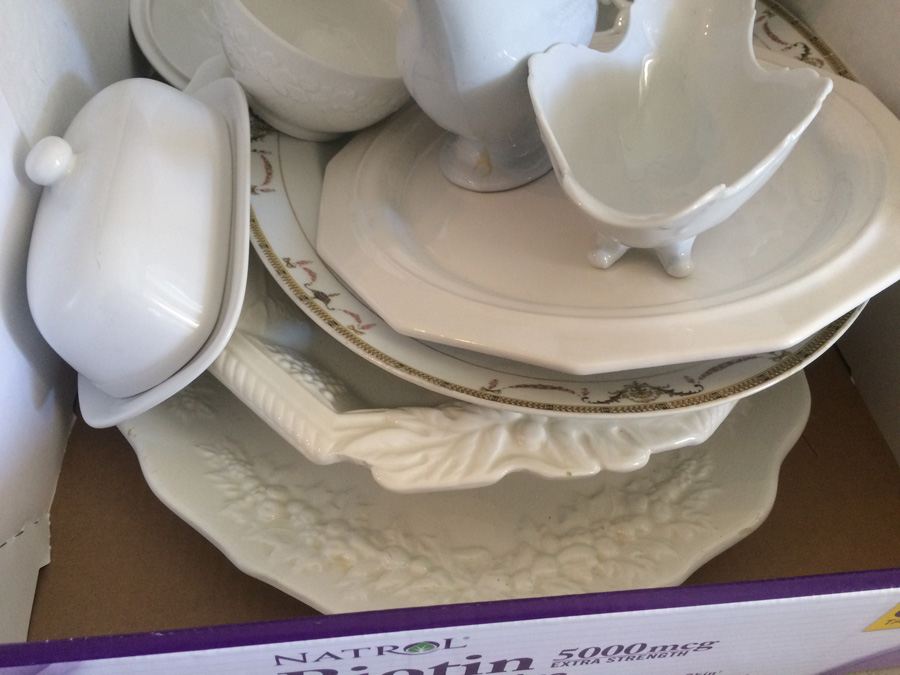 White Tableware Lot including Milk Glass Reticulated Bowl [Photo 2]