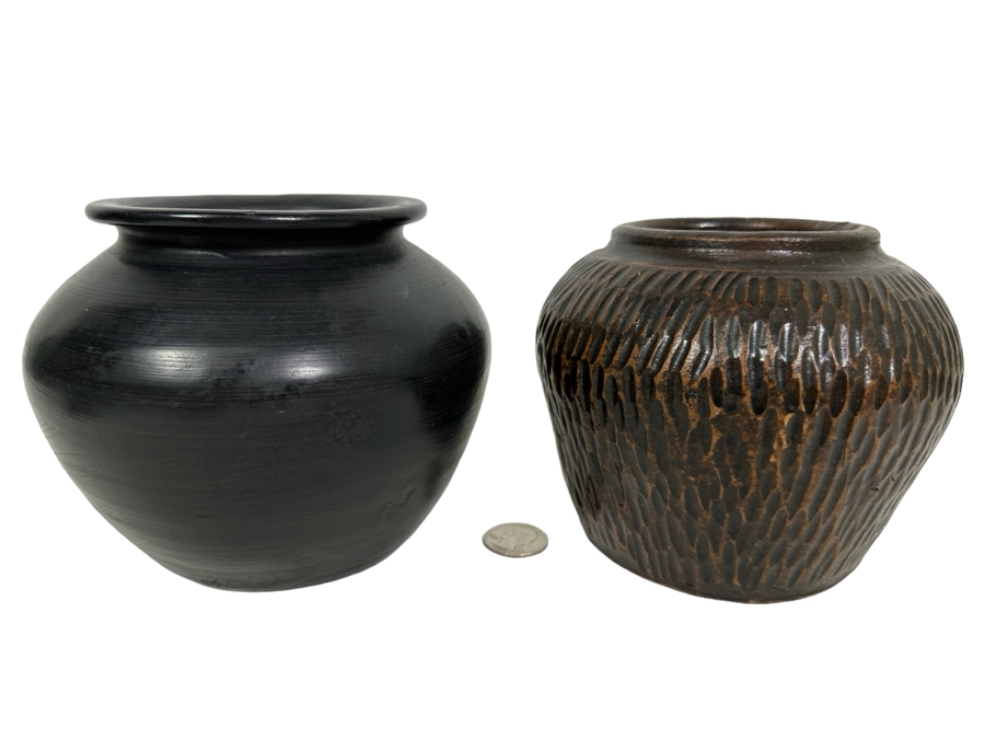 Black & Brown Art Pottery 4.5H & 5H