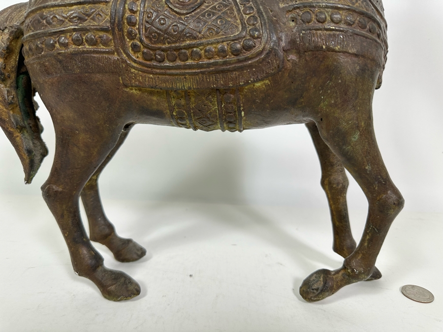 Vintage Indonesian Bali Bronze Metal Horse Scupture (Some Damage To The Tail) 14W X 16H [Photo 6]