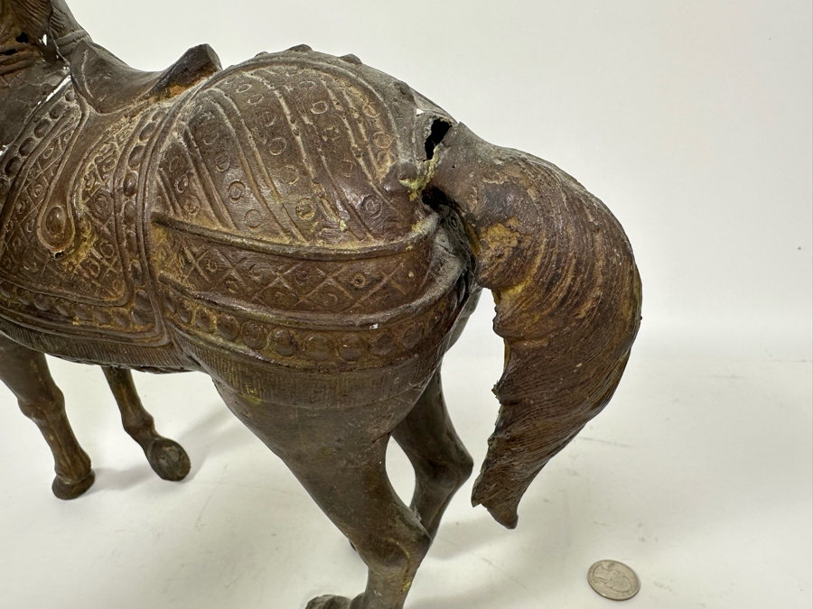 Vintage Indonesian Bali Bronze Metal Horse Scupture (Some Damage To The Tail) 14W X 16H [Photo 13]