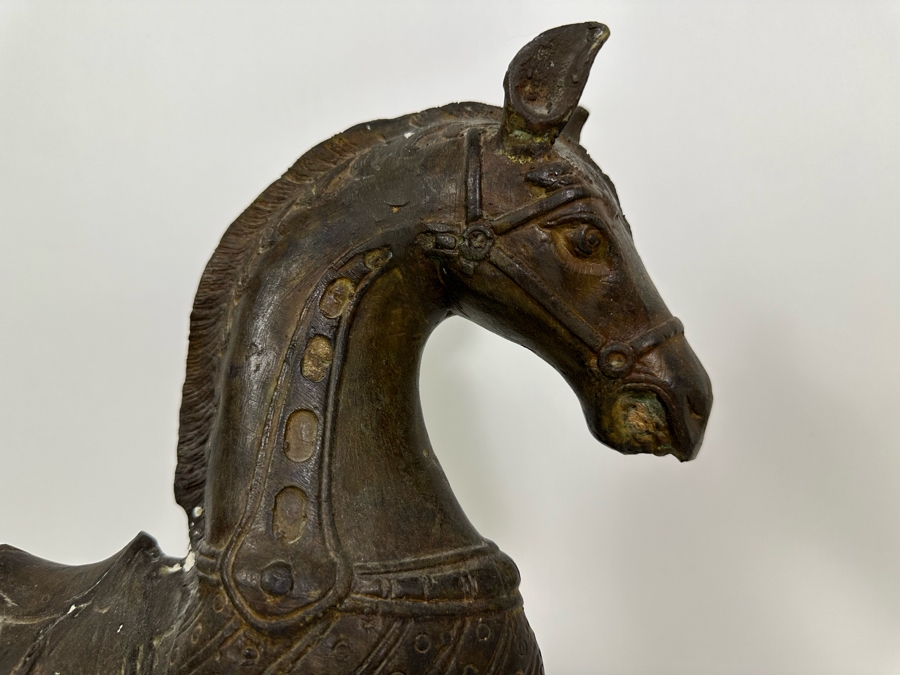 Vintage Indonesian Bali Bronze Metal Horse Scupture (Some Damage To The Tail) 14W X 16H [Photo 4]