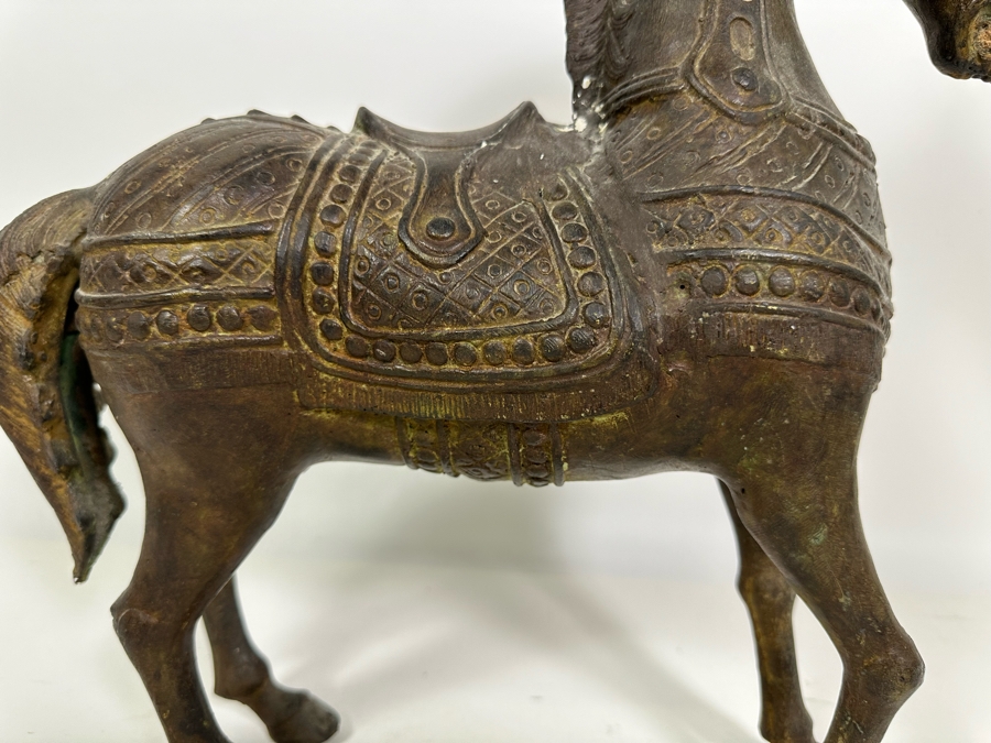 Vintage Indonesian Bali Bronze Metal Horse Scupture (Some Damage To The Tail) 14W X 16H [Photo 5]