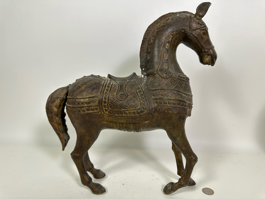 Vintage Indonesian Bali Bronze Metal Horse Scupture (Some Damage To The Tail) 14W X 16H [Photo 2]