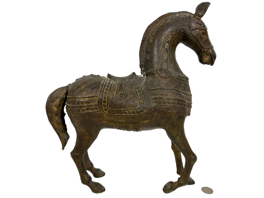 Vintage Indonesian Bali Bronze Metal Horse Scupture (Some Damage To The Tail) 14W X 16H