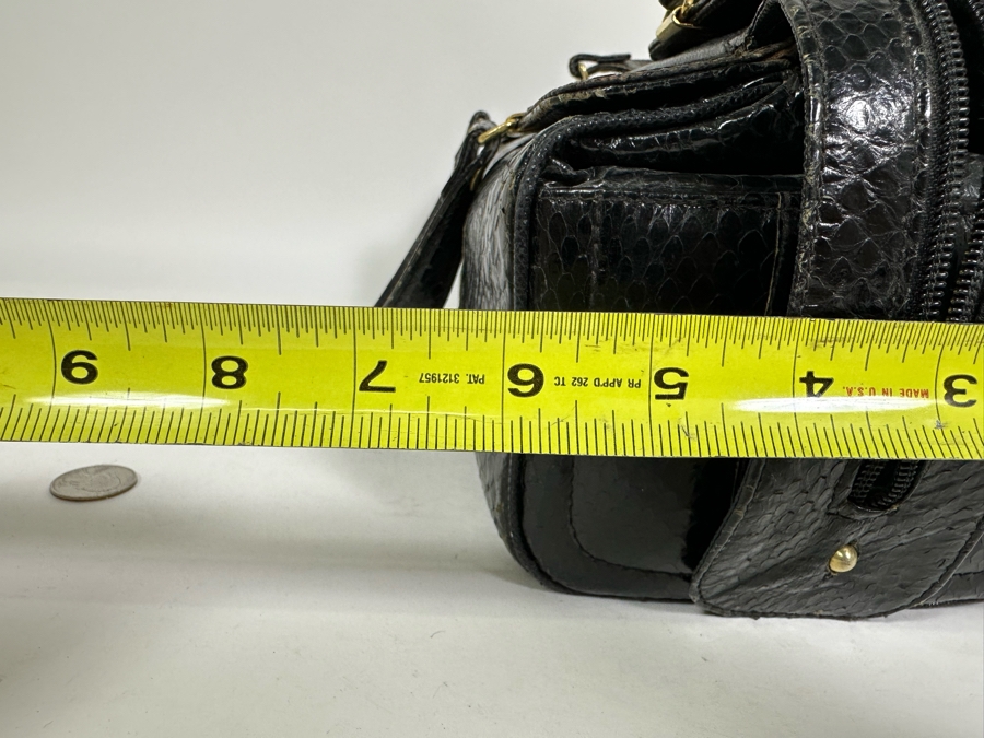 Vintage Black Snakeskin Handbag 14W X 6D X 6H [Photo 11]