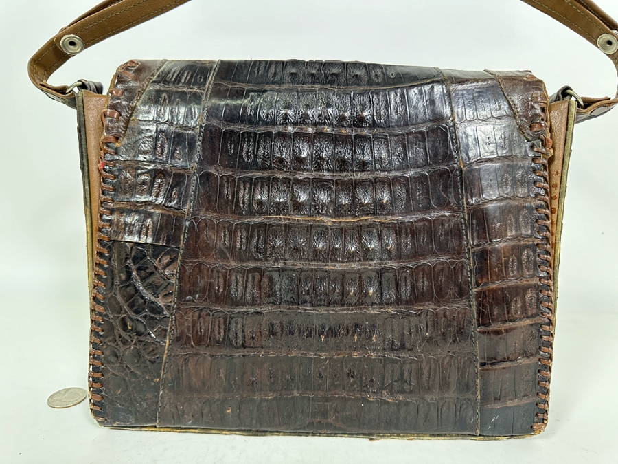 Vintage Alligator Skin Handcrafted Handbag 11W X 3D X 9H [Photo 9]