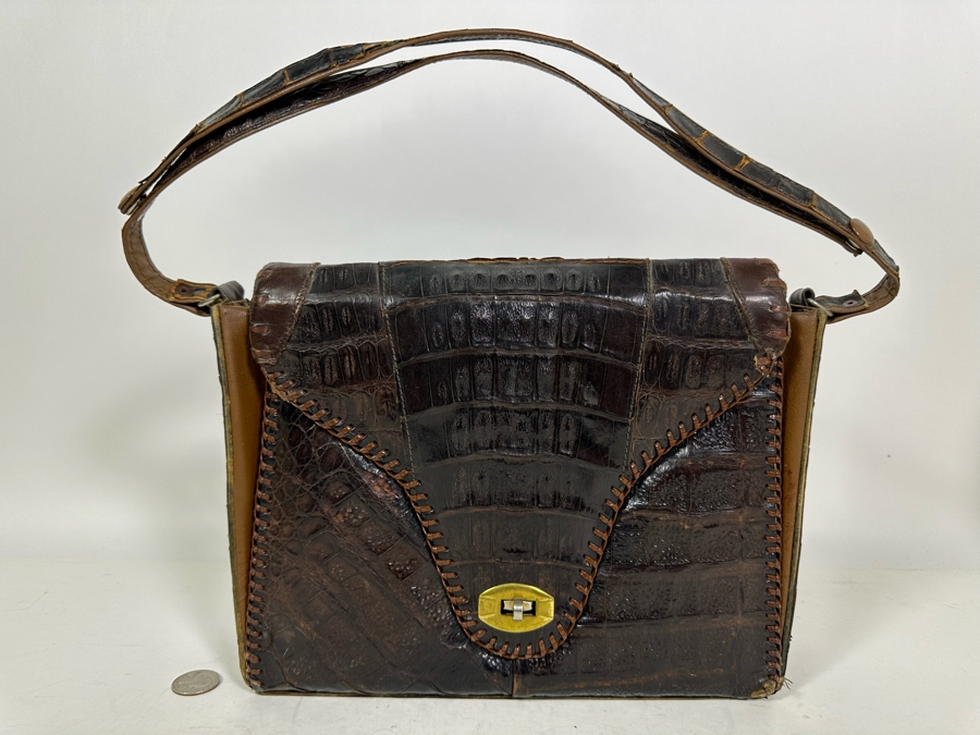 Vintage Alligator Skin Handcrafted Handbag 11W X 3D X 9H [Photo 3]
