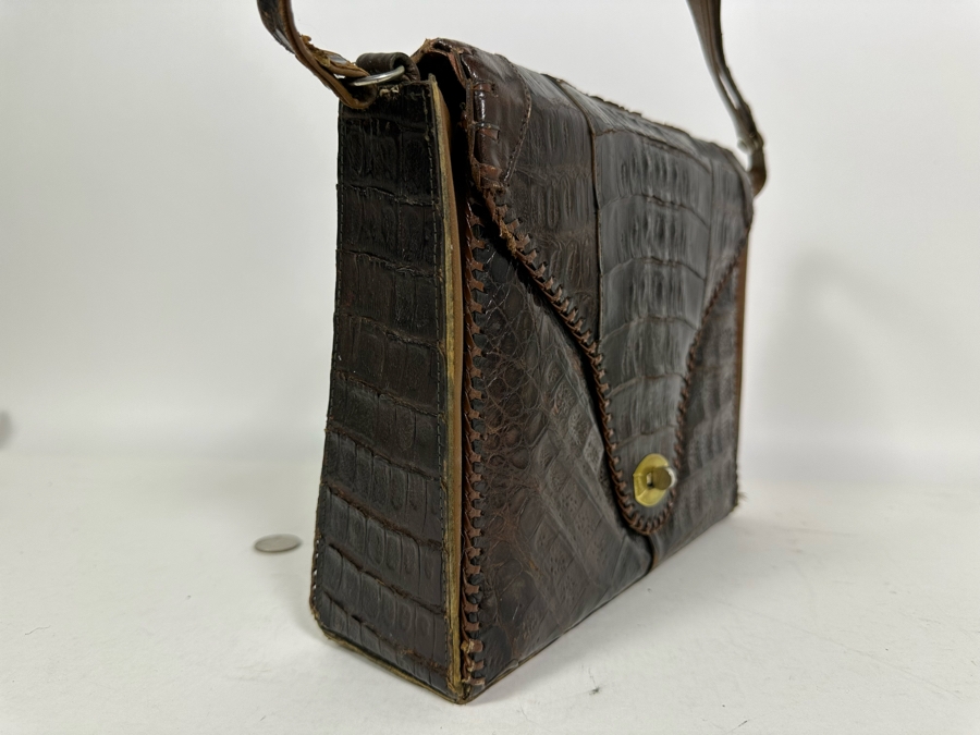Vintage Alligator Skin Handcrafted Handbag 11W X 3D X 9H [Photo 6]