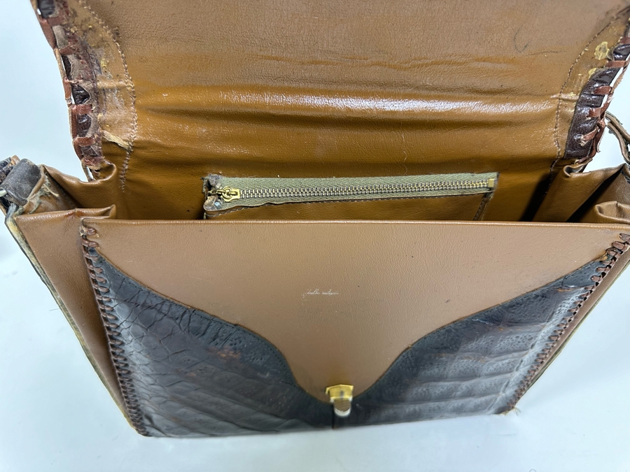 Vintage Alligator Skin Handcrafted Handbag 11W X 3D X 9H [Photo 12]