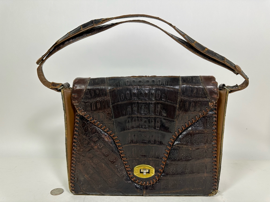 Vintage Alligator Skin Handcrafted Handbag 11W X 3D X 9H [Photo 2]