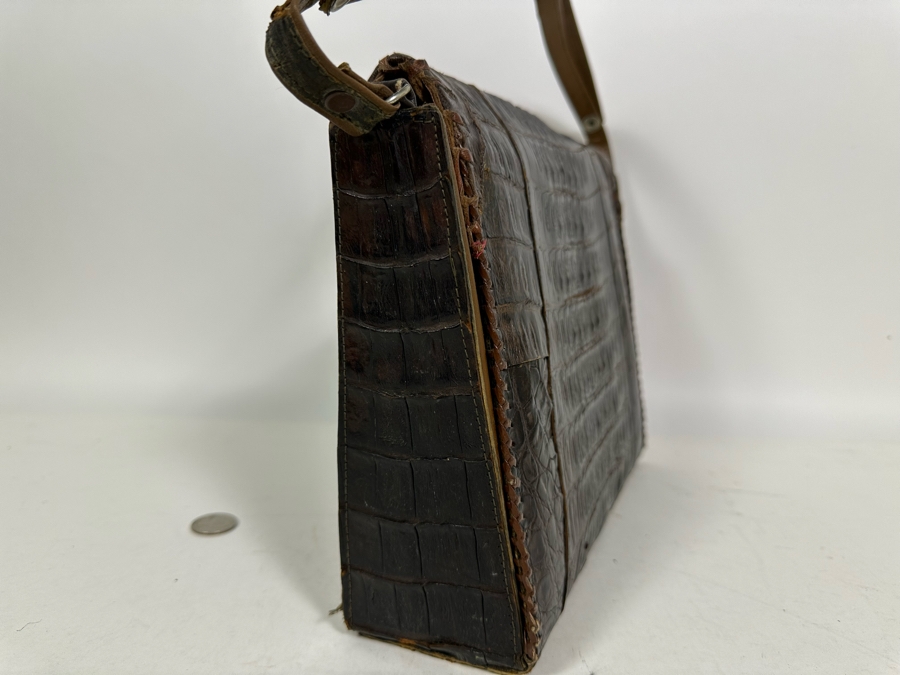 Vintage Alligator Skin Handcrafted Handbag 11W X 3D X 9H [Photo 10]