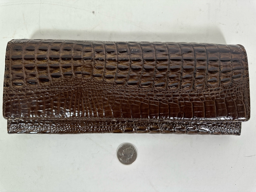 Vintage Alligator Skin Handcrafted Clutch Handbag With Chain 10.25W X 4H [Photo 5]