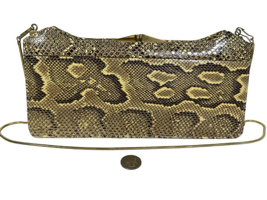 Vintage Snakeskin Handbag 11.5W X 3D X 5.5H