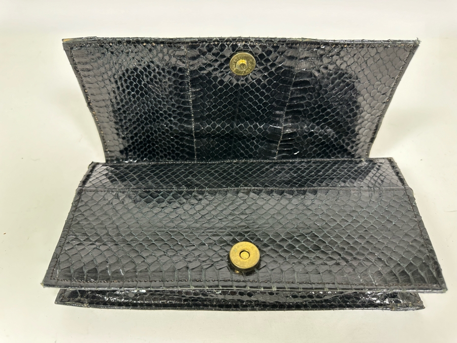 Vintage Black Snakeskin Clutch Handbag 9.5W X 5H [Photo 9]