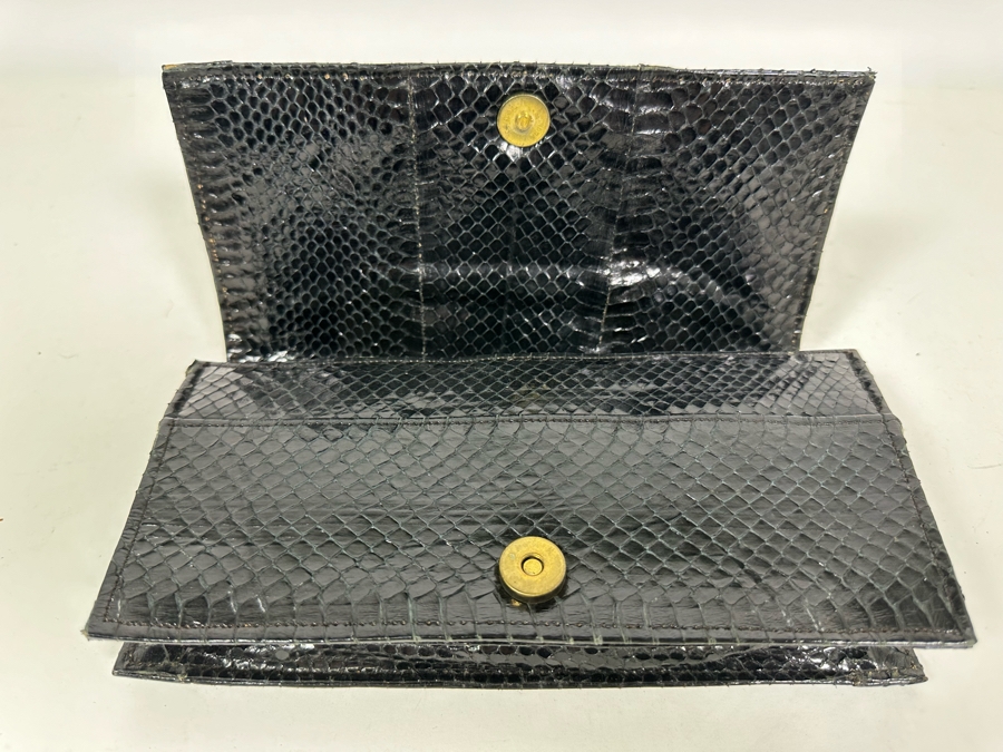 Vintage Black Snakeskin Clutch Handbag 9.5W X 5H [Photo 8]