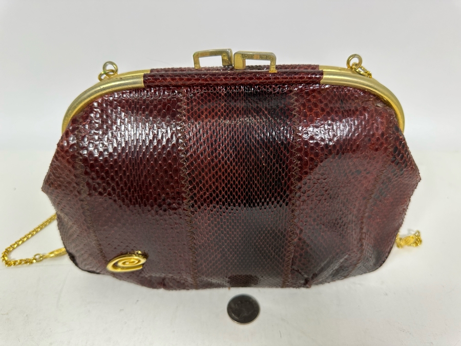 Vintage Snakeskin Handbag By Esteve 10W X 7H [Photo 4]
