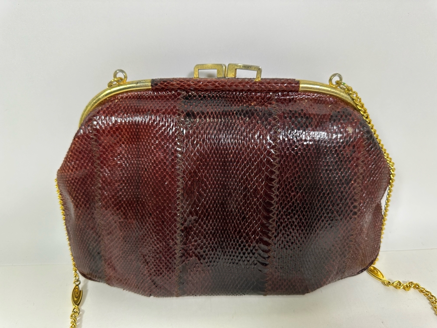 Vintage Snakeskin Handbag By Esteve 10W X 7H [Photo 5]