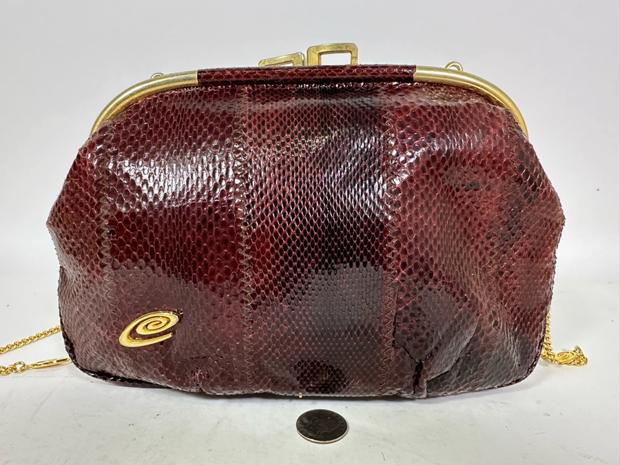 Vintage Snakeskin Handbag By Esteve 10W X 7H [Photo 3]