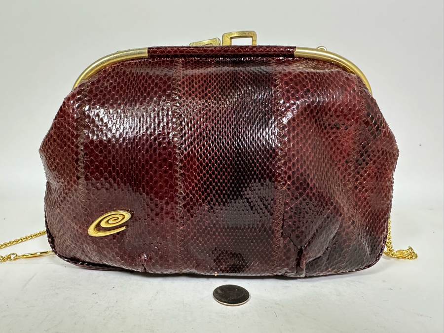 Vintage Snakeskin Handbag By Esteve 10W X 7H [Photo 2]