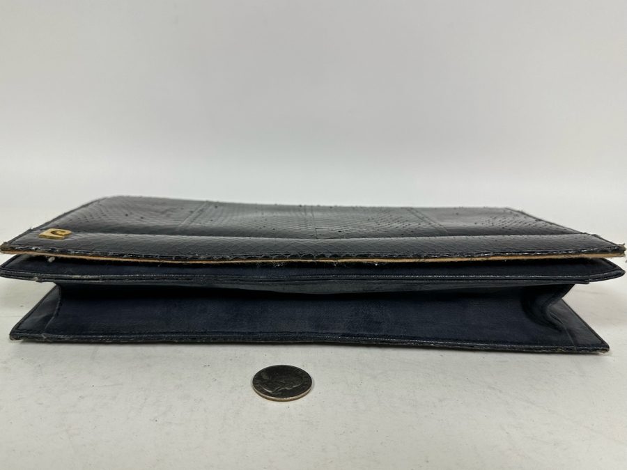 Vintage Snakeskin Clutch Handbag By Pierre Cardin 10.5W X 6H [Photo 6]