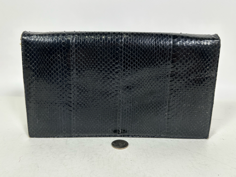Vintage Snakeskin Clutch Handbag By Pierre Cardin 10.5W X 6H [Photo 4]