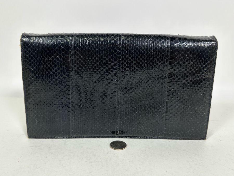 Vintage Snakeskin Clutch Handbag By Pierre Cardin 10.5W X 6H [Photo 5]