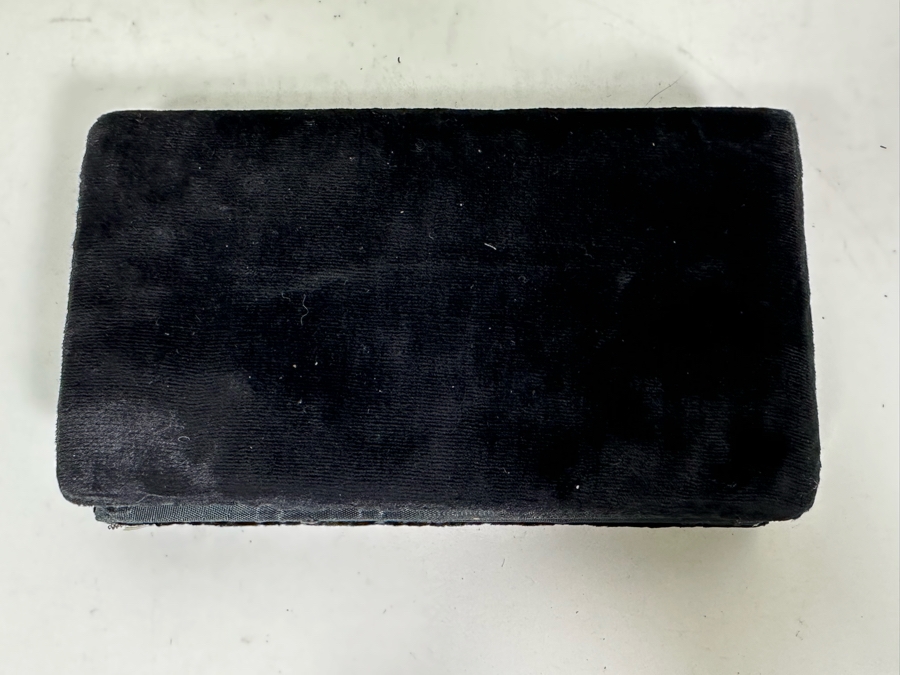 Vintage Peacock Bird Design Zardozi Embroidered Gemstone Clutch Black Velvet Evening Bag 8W X 5H [Photo 12]