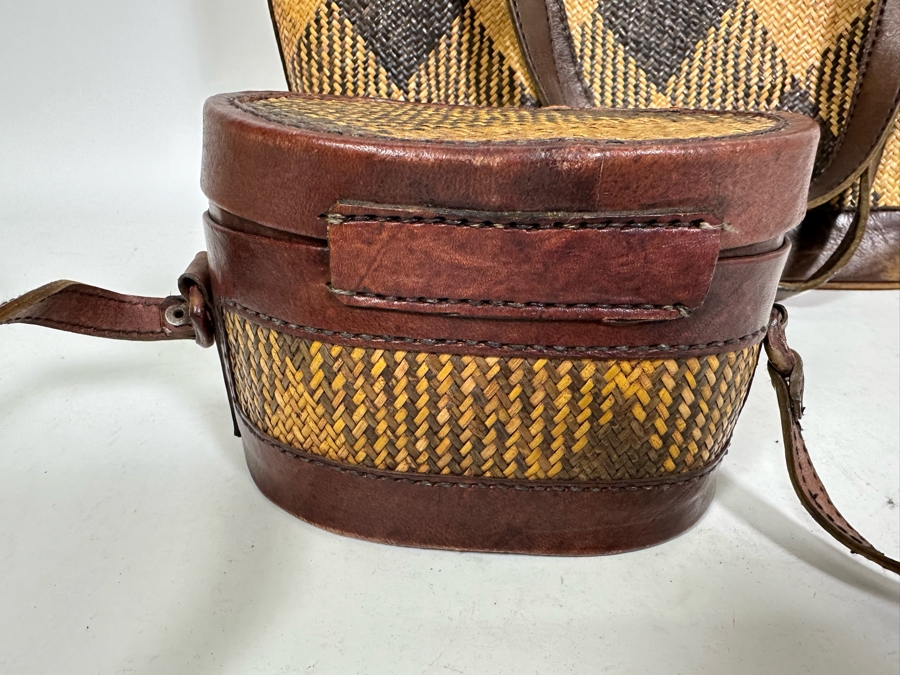 Vintage Woven / Leather Tote 17W X 12H And Small Handbag [Photo 8]