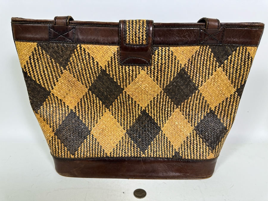 Vintage Woven / Leather Tote 17W X 12H And Small Handbag [Photo 10]