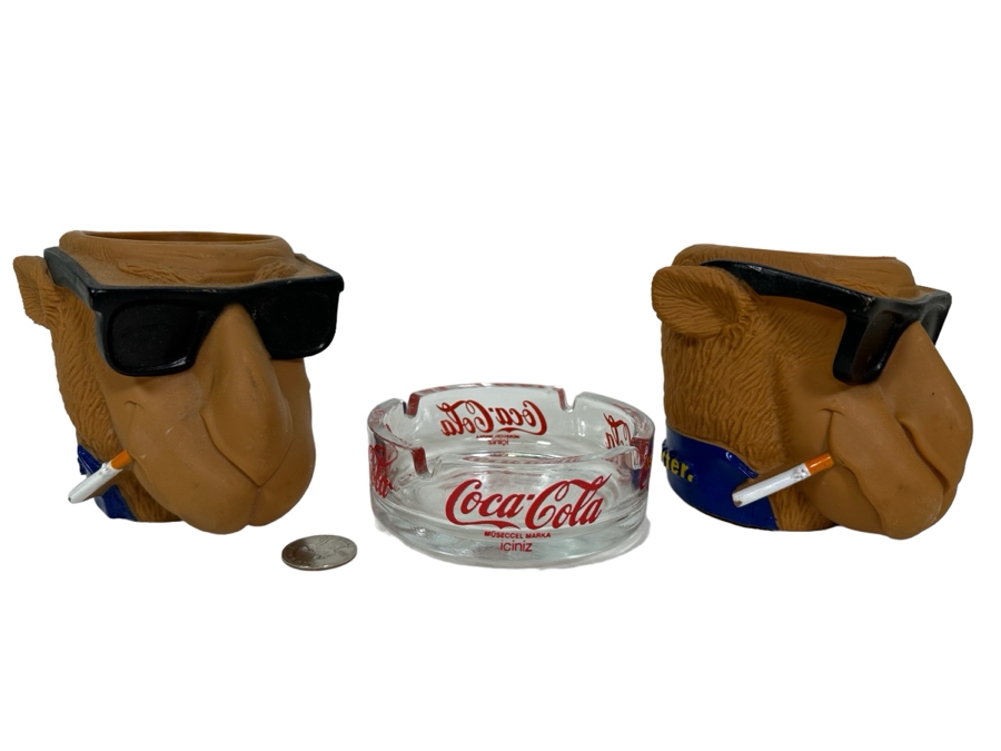 Pair Of Camel Cigarette Advertising 'Kool' Buddies And Coca-Cola Advertising Ashtray [Photo 1]