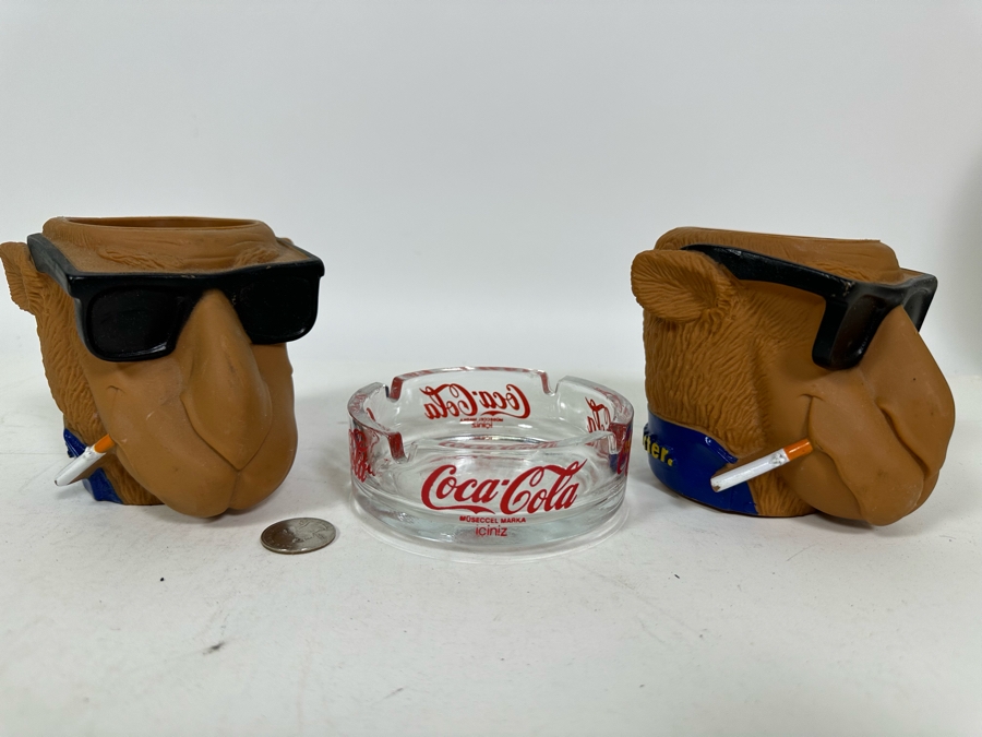 Pair Of Camel Cigarette Advertising 'Kool' Buddies And Coca-Cola Advertising Ashtray [Photo 2]