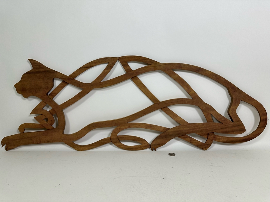 Carved Wooden Cat Wall Hanging Sculpture 38W X 12H [Photo 8]