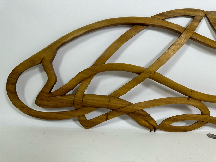 Carved Wooden Cat Wall Hanging Sculpture 38W X 12H [Photo 7]