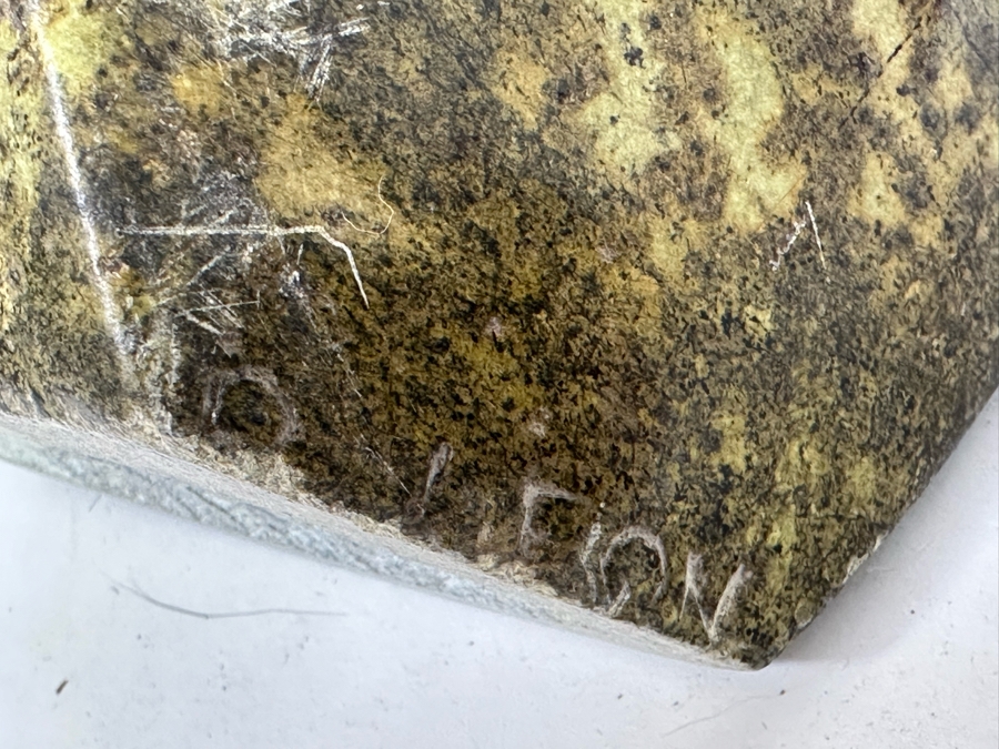 Vintage Signed Carved Green Stone Abstract Whale Sculpture Signed At Base 10W X 13.5H [Photo 11]