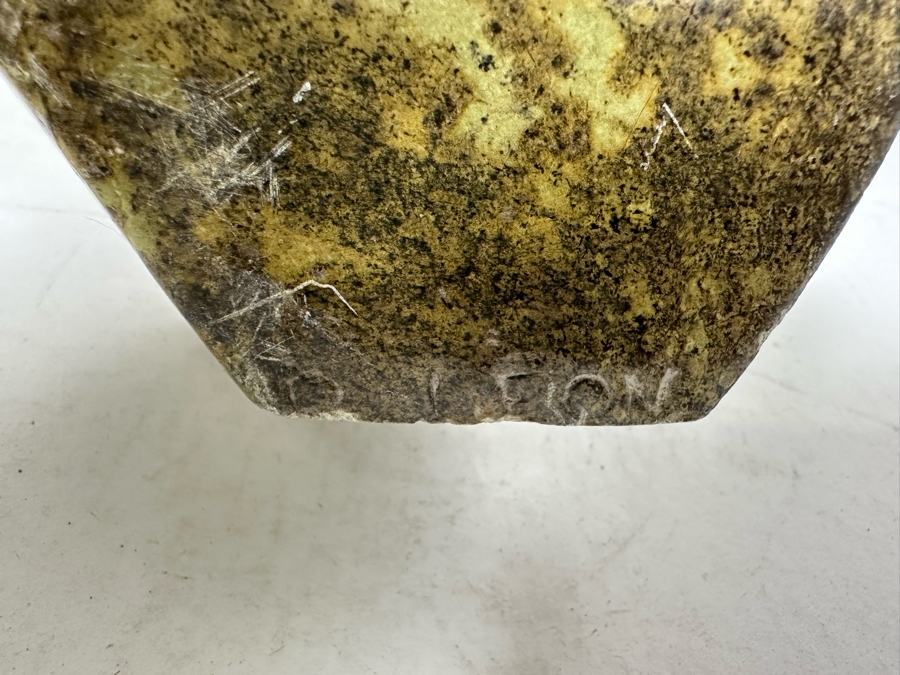 Vintage Signed Carved Green Stone Abstract Whale Sculpture Signed At Base 10W X 13.5H [Photo 9]