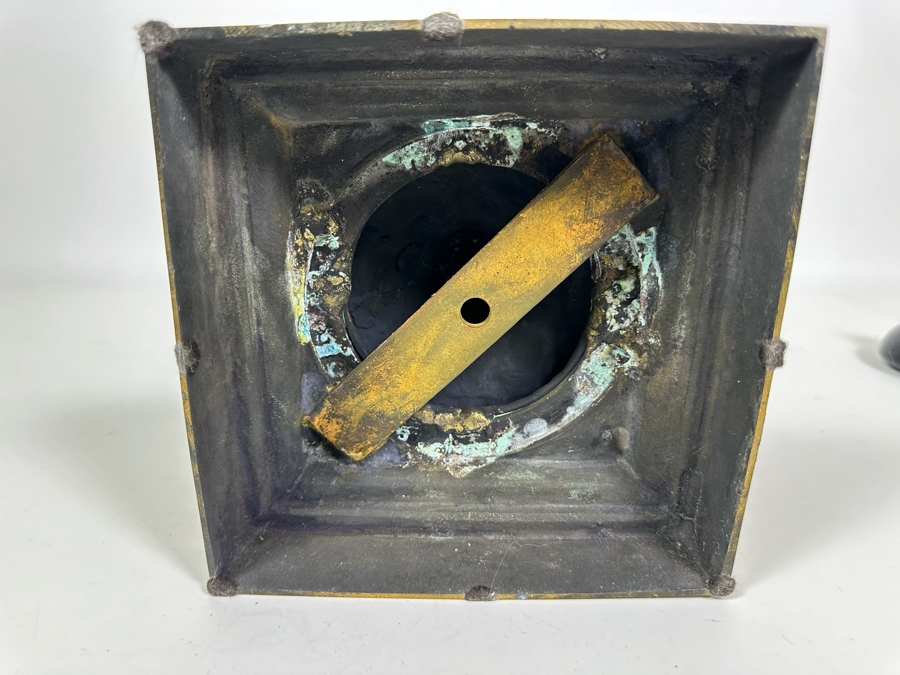 Polished Marble Footed Urn With Brass Ornamentation And Brass Base Heavy 13W X 20H [Photo 15]