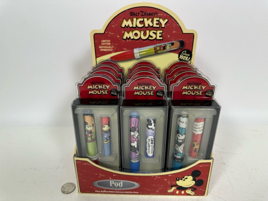 Walt Disney's Mickey Mouse Collectible Memorabilia Pens Store Merchandiser By Pod Pen 12 Pens Total Limited Edition Individually Numbered 9W X 5D X 12H [Photo 3]