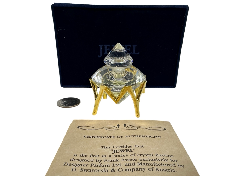 Limited Edition 'Jewel' Crystal Flacon Designed By Frank Astete For Designer Parfum Ltd / Manufactured By Swarovski With 24K Gold Platedd Crown Base [Photo 1]