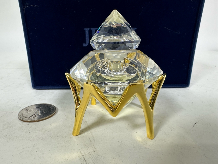 Limited Edition 'Jewel' Crystal Flacon Designed By Frank Astete For Designer Parfum Ltd / Manufactured By Swarovski With 24K Gold Platedd Crown Base [Photo 5]