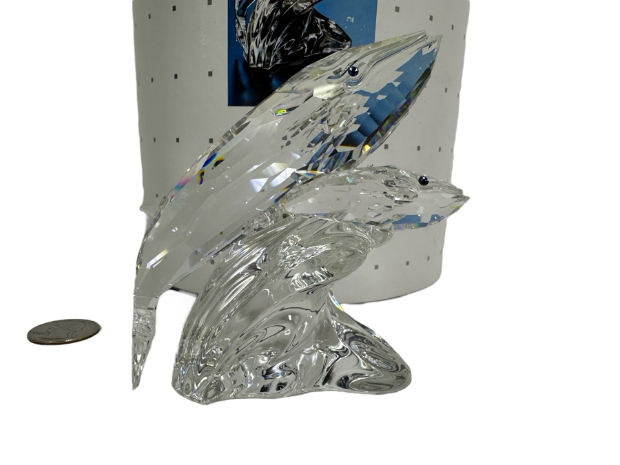 Vintage 1992 Annual Edition 'Care For Me' - The Whales Swarovski Crystal Sculpture 4H With Original Box And Cert Hand Signed By Crystal Designer Michael Stamey [Photo 2]