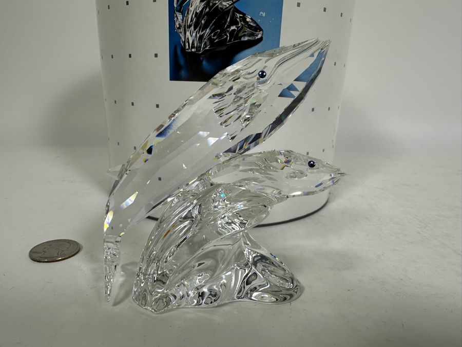 Vintage 1992 Annual Edition 'Care For Me' - The Whales Swarovski Crystal Sculpture 4H With Original Box And Cert Hand Signed By Crystal Designer Michael Stamey [Photo 6]