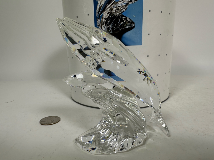 Vintage 1992 Annual Edition 'Care For Me' - The Whales Swarovski Crystal Sculpture 4H With Original Box And Cert Hand Signed By Crystal Designer Michael Stamey [Photo 10]