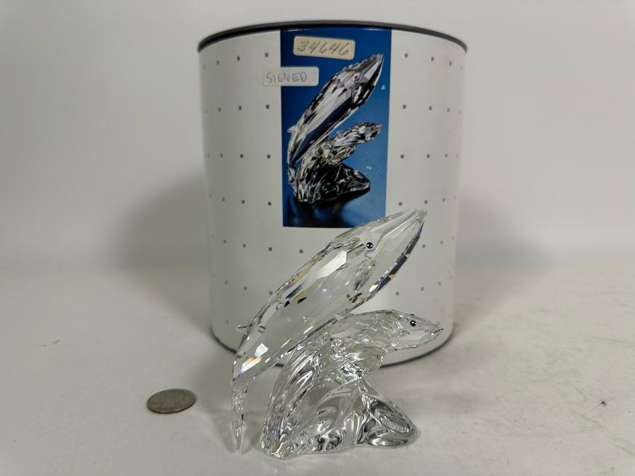 Vintage 1992 Annual Edition 'Care For Me' - The Whales Swarovski Crystal Sculpture 4H With Original Box And Cert Hand Signed By Crystal Designer Michael Stamey [Photo 8]