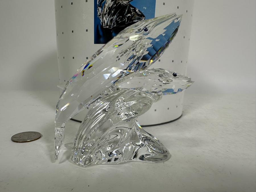 Vintage 1992 Annual Edition 'Care For Me' - The Whales Swarovski Crystal Sculpture 4H With Original Box And Cert Hand Signed By Crystal Designer Michael Stamey [Photo 5]
