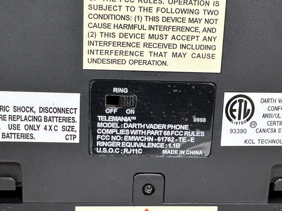 Vintage Darth Vader Telephone By Telemania 12W X 8D X 10.5H [Photo 12]