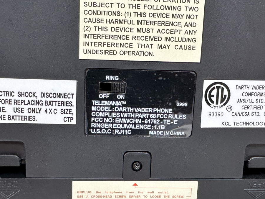 Vintage Darth Vader Telephone By Telemania 12W X 8D X 10.5H [Photo 13]