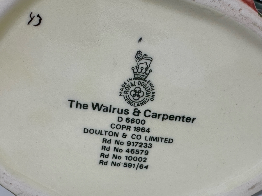 Vintage 1964 Royal Doulton Toby Mug 'The Walrus & Carpenter' D6600 Large Made In England 7H [Photo 8]