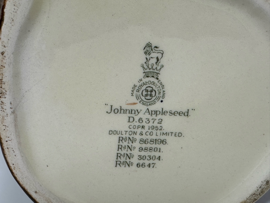 Vintage 1952 Royal Doulton Toby Mug 'Johnny Appleseed' D6372 Large Made In England 6.5H [Photo 8]