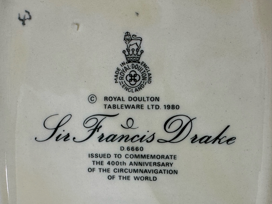 Vintage 1980 Royal Doulton Character Mug 'Sir Francis Drake' D6660 Made In England Issued To Commemorate The 400th Anniversary Of The Circumnavigation Of The World 9H [Photo 7]